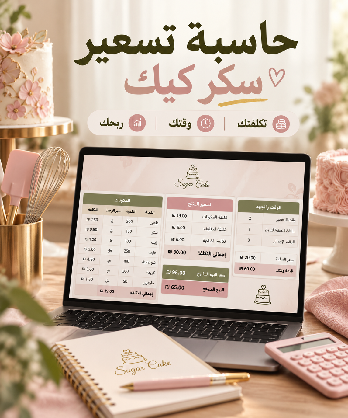 حاسبة تسعير الكعك والحلويات
